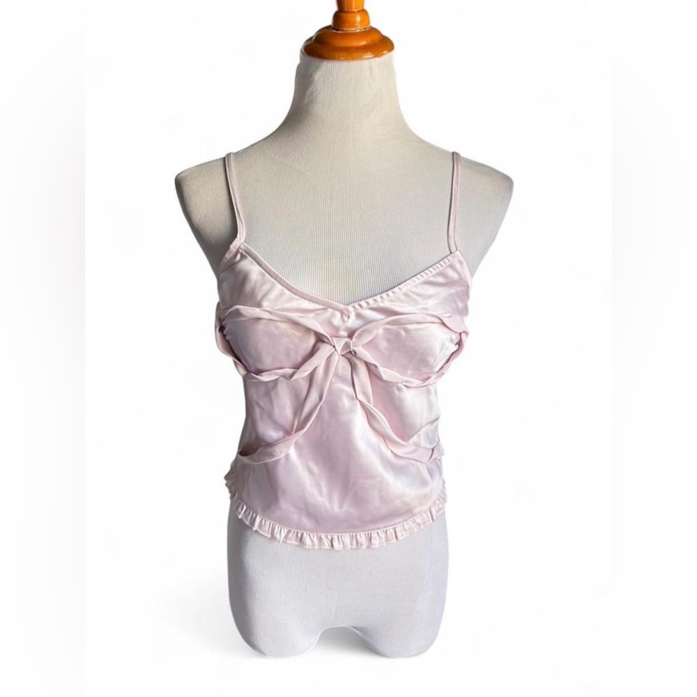 NWOT Pink Satin tie up back Camisole Top